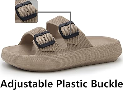 Lissy Sandals for Women and Men - Pillow Slippers - Double Buckle Adjustable Slides - EVA Flat Sandals