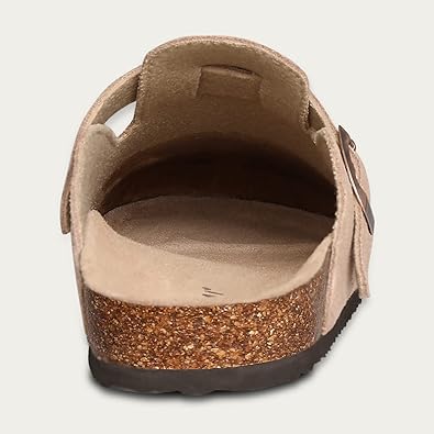 Lissy Women's Suede Clogs Leather Mules Cork Footbed Sandals Potato Shoes with Arch Support