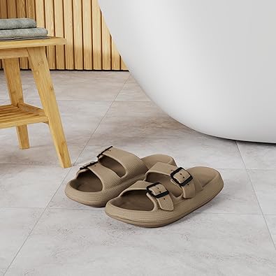 Lissy Sandals for Women and Men - Pillow Slippers - Double Buckle Adjustable Slides - EVA Flat Sandals